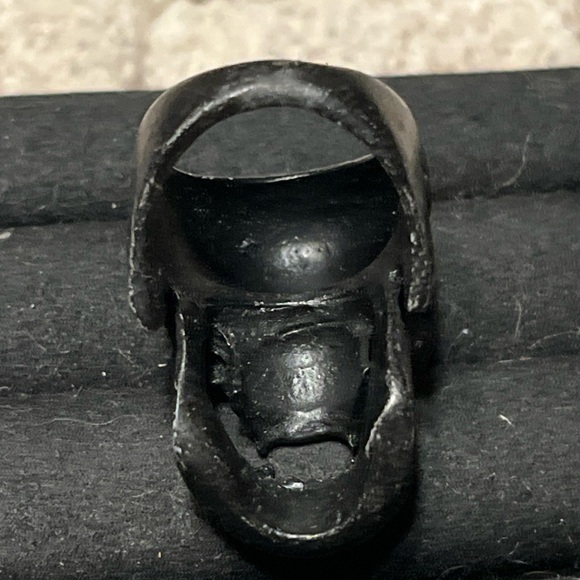 Black Metal Biker Skull Ring With Fangs Men’s Jewelry Ring Size 10.5